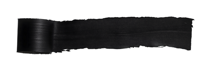 black torn tape strip with uneven edges isolated png transparent background