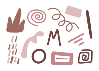 Set of abstract shapes in pastel colors.