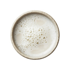 Bowl of Fresh Milk with Bubbles Isolated on Transparent Background