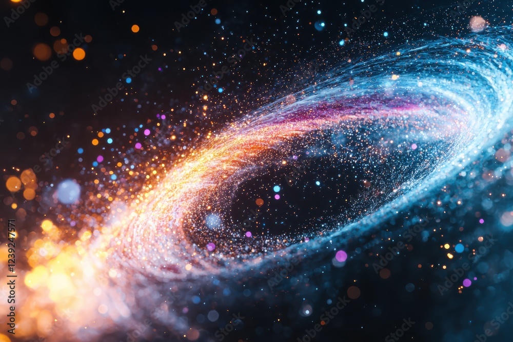 Fototapete Dynamic visualization of data streams in abstract gigapixel space colorful particle movement digital art environment futuristic concept