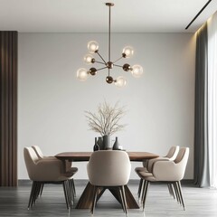 Modern Minimalist Living Room with Stylish Chandelier and Decor