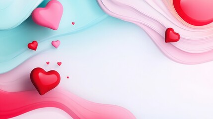 Obraz premium Happy Valentines Day Minimalist Hearts Wallpaper - Romantic, sweet, love, affection, celebration. A minimalist design perfect for Valentine's Day.