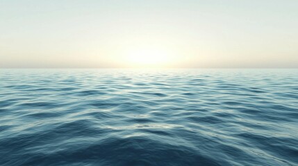 Obraz premium Tranquil Ocean Horizon at Sunrise with Gentle Waves and Soft Light