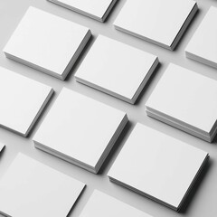 White Blank Cards Arranged Neatly on a Soft Gray Background