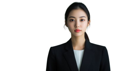 Young asian businesswoman posing on transparent background