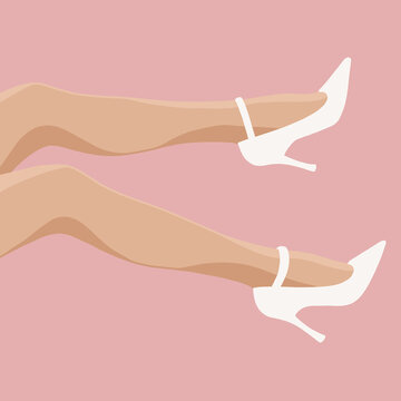 Legs with White Shoes in Pink Background