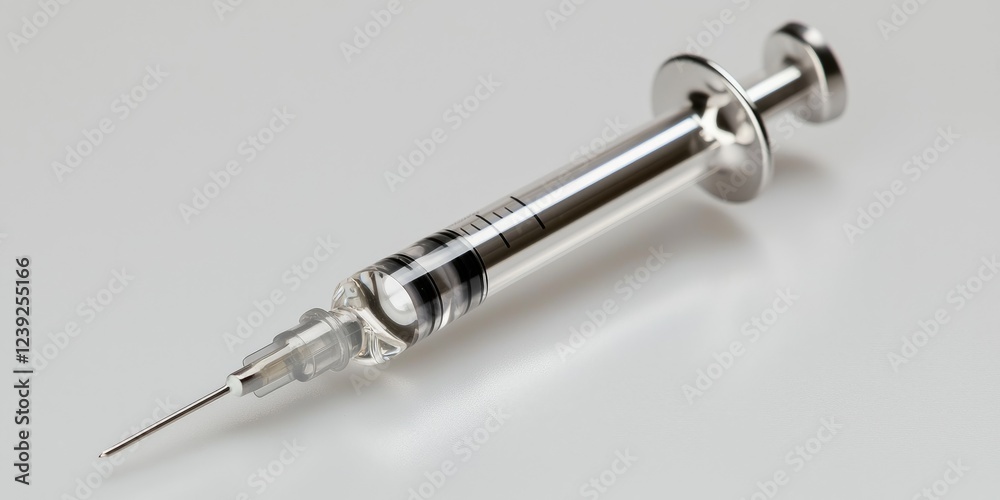 Poster a vaccine vial with a syringe on a sterile surface, emphasizing prevention of diseases