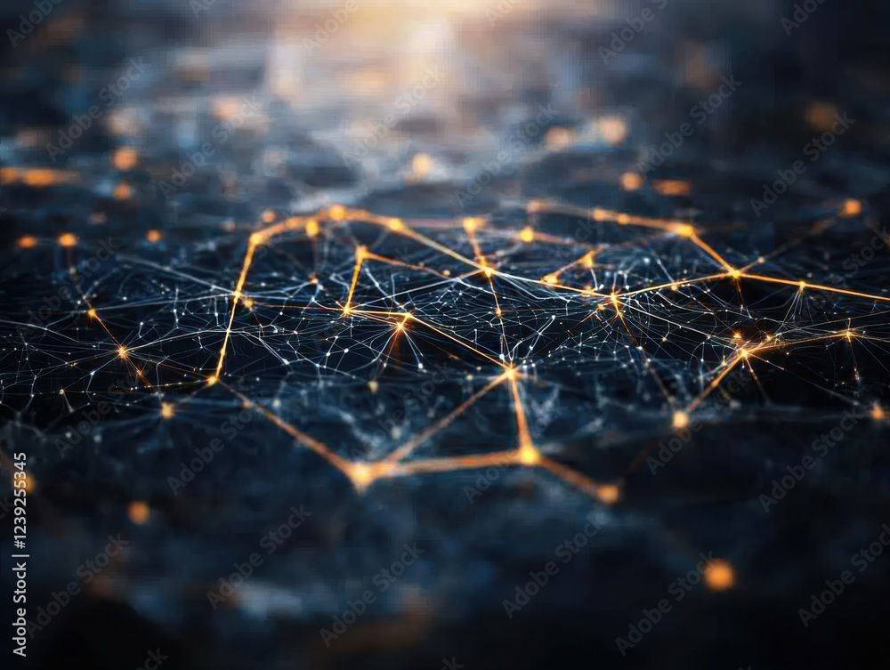 Poster visualizing data flow in a futuristic network digital realm gigapixel artwork technological environm