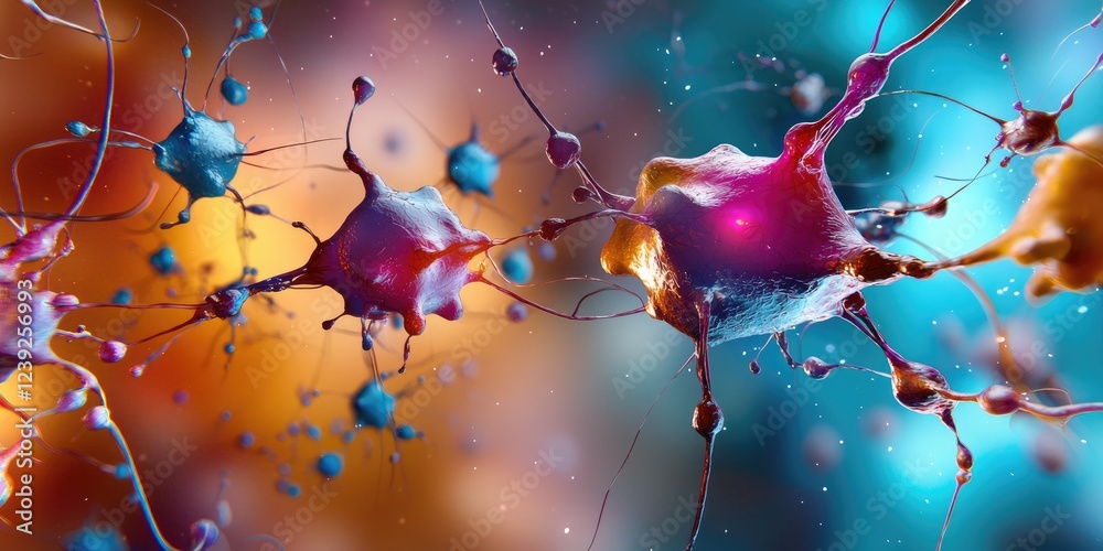 Fototapete artistic rendering of the human nervous system, intricate neuron connections, soft neutral backdrop