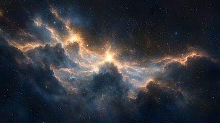 Fototapeta premium Celestial Nebula Cosmic Clouds Illuminated Starscape