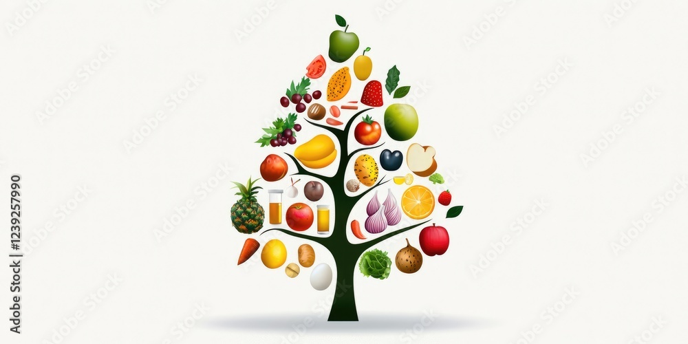 Leinwandbilder an informative infographic displaying key nutrients for a balanced diet, set against a neutral backg
