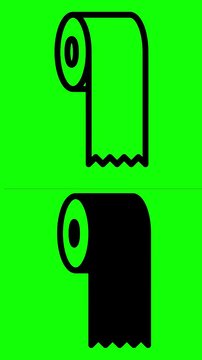 Rollo de papel higi&eacute;nico animado con dise&ntilde;o simple sobre fondo verde brillante