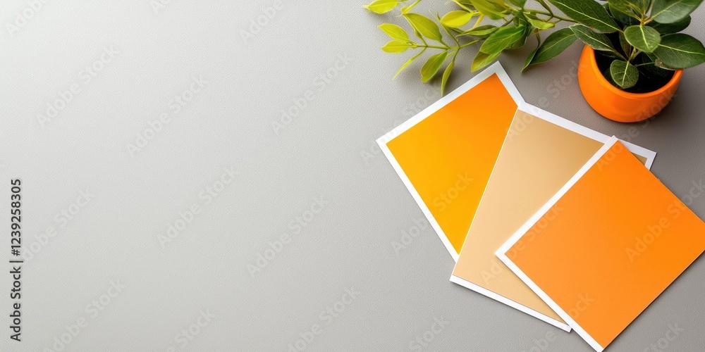 Poster minimalist business identity design layout with color swatches and logos, neutral background, copysp