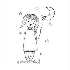 Cute outline drawings of animals for children's projects. Black and white vector illustrations of little animals, perfect for coloring pages, children's products, books, cards, and prints