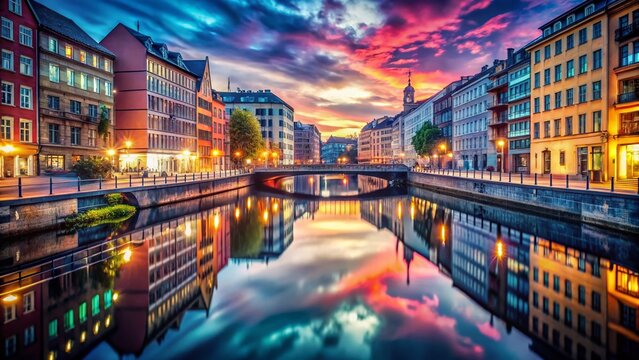Teltow Canal Berlin: Double Exposure of Urban Landscape and Waterway