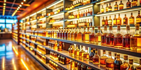 Tilt-Shift Miniature of Duty Free Shop, Caucasus Airport, Cognac Bottles, September 2024