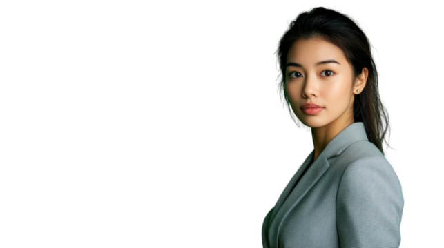 Confident young asian businesswoman posing on transparent background - Powered by Adobe