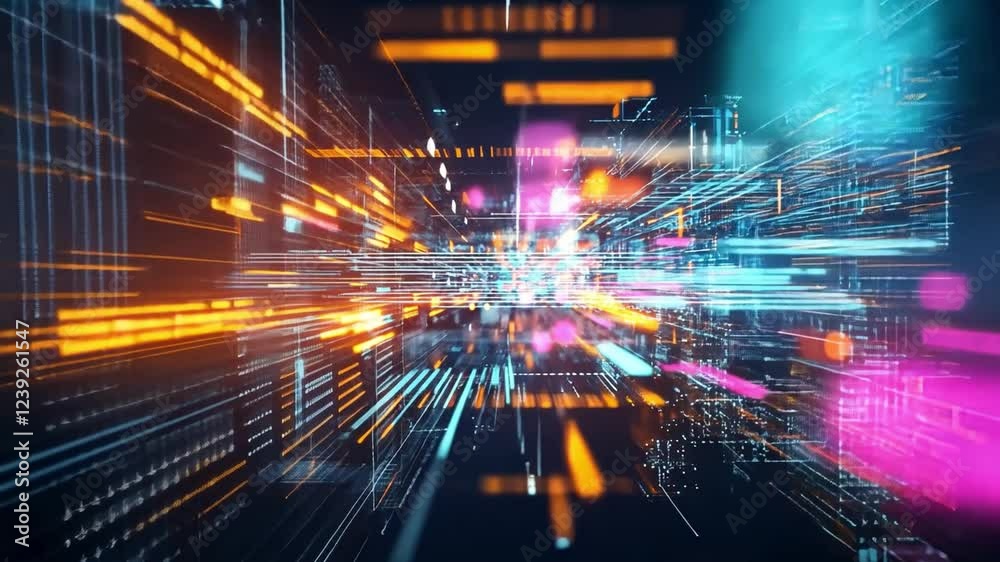 Poster dynamic visualization of data streams in a futuristic digital environment