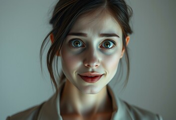 Fototapeta premium Scared female portrait with soft lighting and blurred background