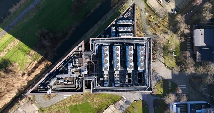 Aerial views on data center that performs mathematics and computer science and transfers new knowledge to society and industry. Algorithms , Data and Intelligent Systems , Cryptography and Security