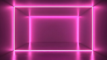 Pink Neon Lights Illuminate Empty Room Square