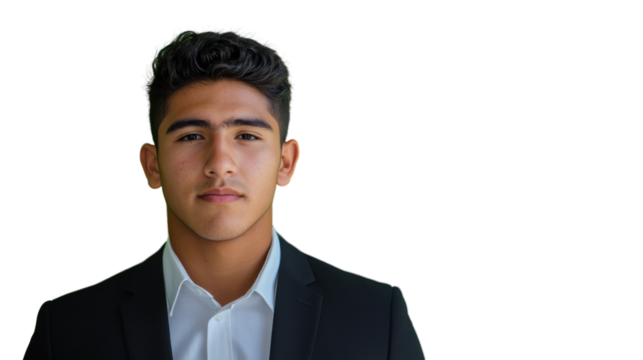 Young businessman posing with transparent background