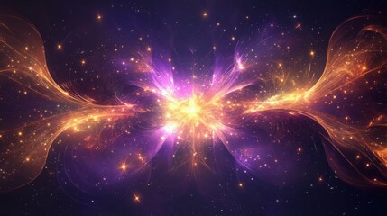 Obraz premium Radiant Cosmic Burst of Light and Stars with Energetic Swirling Patterns
