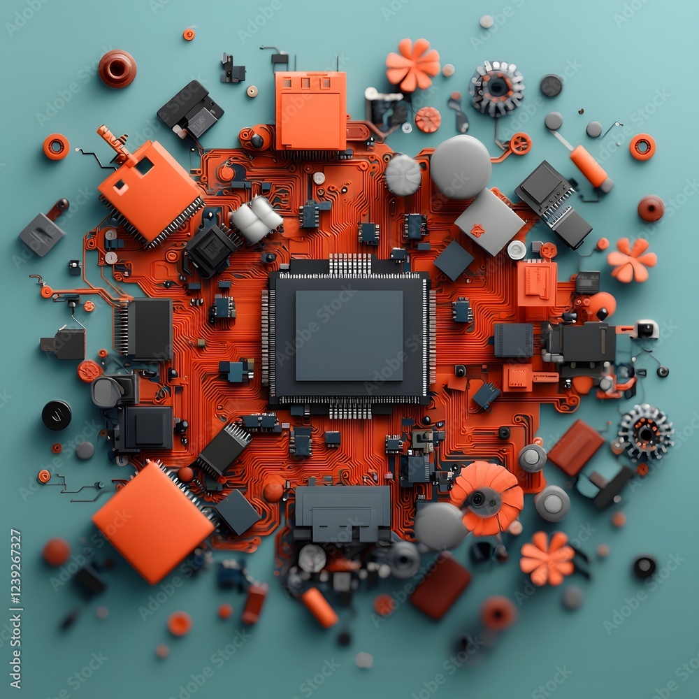 Poster captivating digital mandala interwoven circuits microchips and computational poetry a mesmerizing su