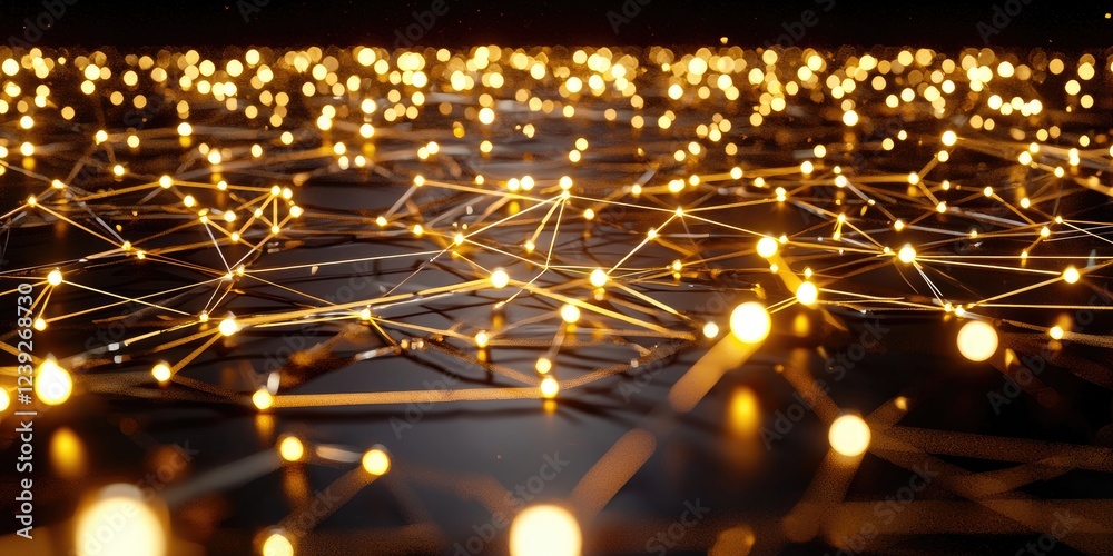 Aufkleber Visual simulation of quantum physics, intersecting particle paths with luminous effects, plain background