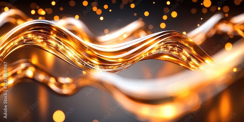 Poster abstract representation of a quantum computer with swirling data streams, emphasizing immense comput
