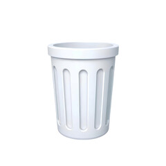 realistic white trash bin with vertical grooves for waste disposal, high quality png isolated on transparent background