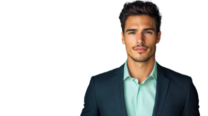 Confident businessman posing on transparent background