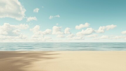 Obraz premium Serene Beach Landscape with Calm Waters and Soft Cloudy Skies