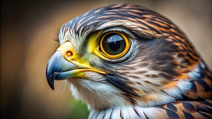 Amazing beautiful wild falcon bird close up face view. Generative AI.