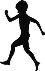 a boy running body silhouette vector