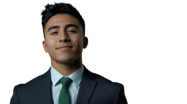 Confident hispanic businessman smiling with transparent background - Powered by Adobe