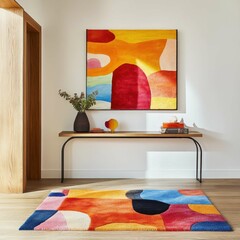 Colorful Abstract Art in Modern Living Room with Stylish Decor