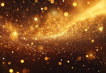 Fototapeta premium Shimmering Golden Particles with Soft Blurred Lights Creating Sparkling Background for Celebratory and Festive Themes in Various Design Projects
