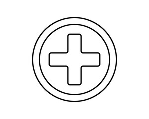 Obraz premium Clean, minimalist plus symbol within a double circle. Perfect for medical, healthcare, or app icons. Versatile design suitable for websites, presentations, and more.