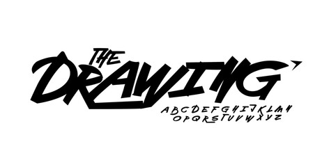 Brushpen drawing font, freestyle dynamic letters, street art alphabet for hip-hop branding, expressive youthful headline. Rebellious typography. Vector typeset. © artyway
