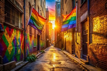 Fototapeta premium Urban Pride: LGBTQ+ Unity in Cityscapes - A Stock Photo