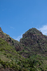 Mountain and a blue sky with clouds, Madeira, Portugal