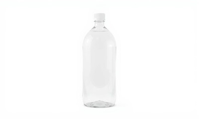 Clear plastic bottle with water, transparent design, suitable for mockup use. Ideal for showcasing beverages or packaging concepts