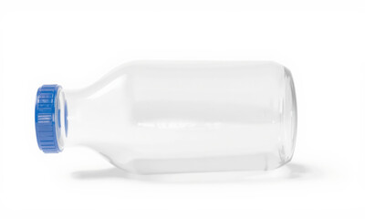 clear plastic bottle with blue cap, ideal for mockup designs and presentations. Its transparent design allows for versatile branding options and product showcasing