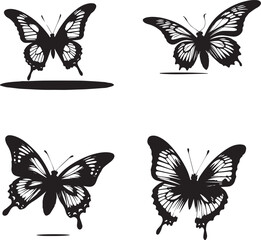 set of butterflies isolated