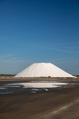 Heap of white salt in the Saltworks of Aigues-Mortes, south France, Europe