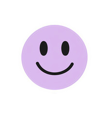 Fototapeta premium Vector sticker of a simple, cute, pastel purple smiley face icon on a white background