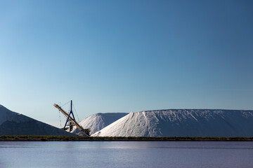 Heap of white salt in the Saltworks of Aigues-Mortes, south France, Europe