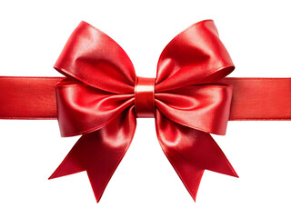Fototapeta premium Red bow and ribbon isolated on Transparent Background.