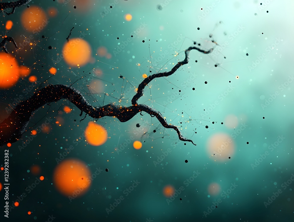 Poster fluid luminescent rivers of computational symbols and geometric constructs drift and converge within
